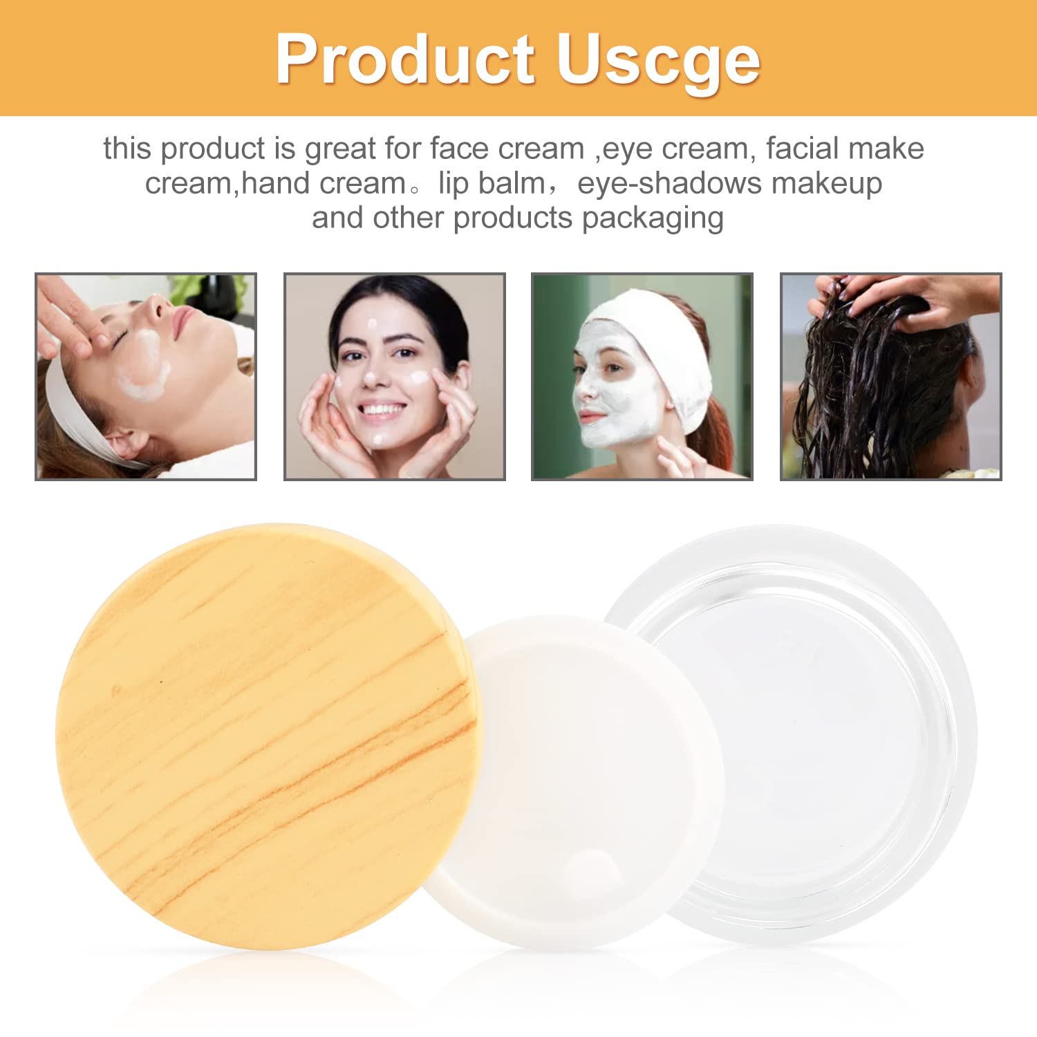 Dmuuudm 1 Oz 10 Pack Frosted Glass Face Cream Jars,Empty Cream Jars Holder Case With Wood Grain Lid&Inner Liner,Sample Cosmetic